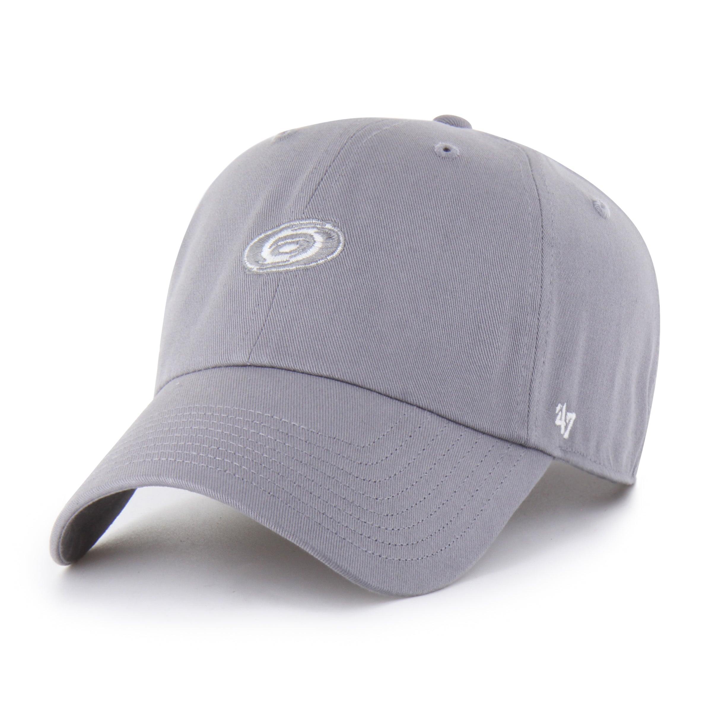 Front: Gray hat, small Primary logo on front, 47 logo on left