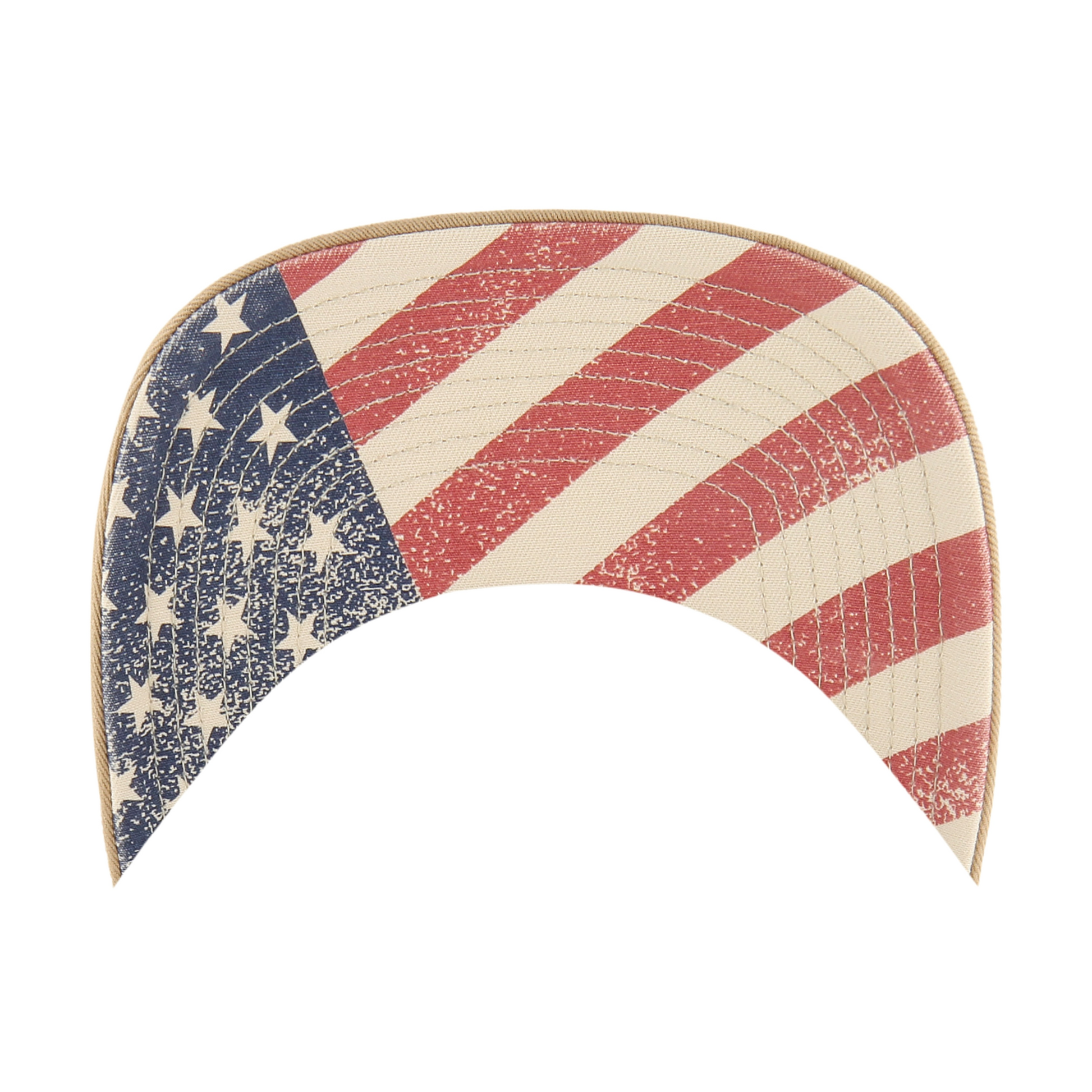 Under: Underbrim of cap tan with american flag graphic
