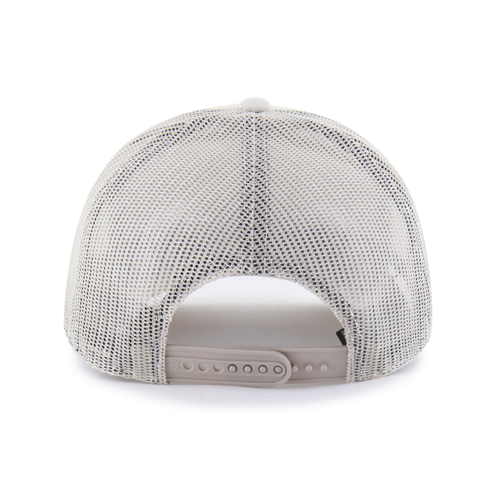 Back: Gray meshback, tan snapback straps