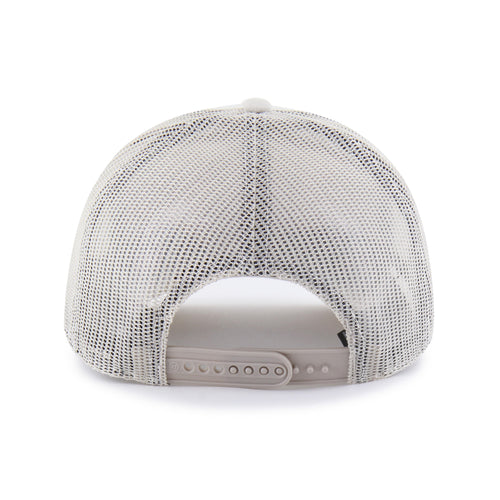Back: Gray meshback, tan snapback straps