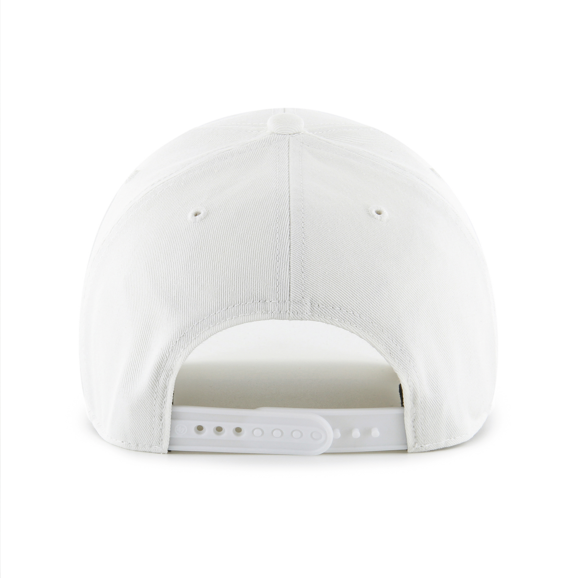 Back: White baseball cap with white snaps
