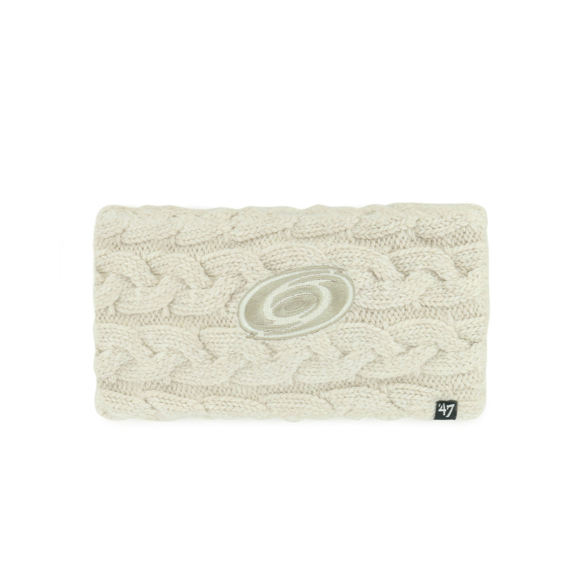 Front: Tan headband, Primary logo on front, black 47 tag at bottom