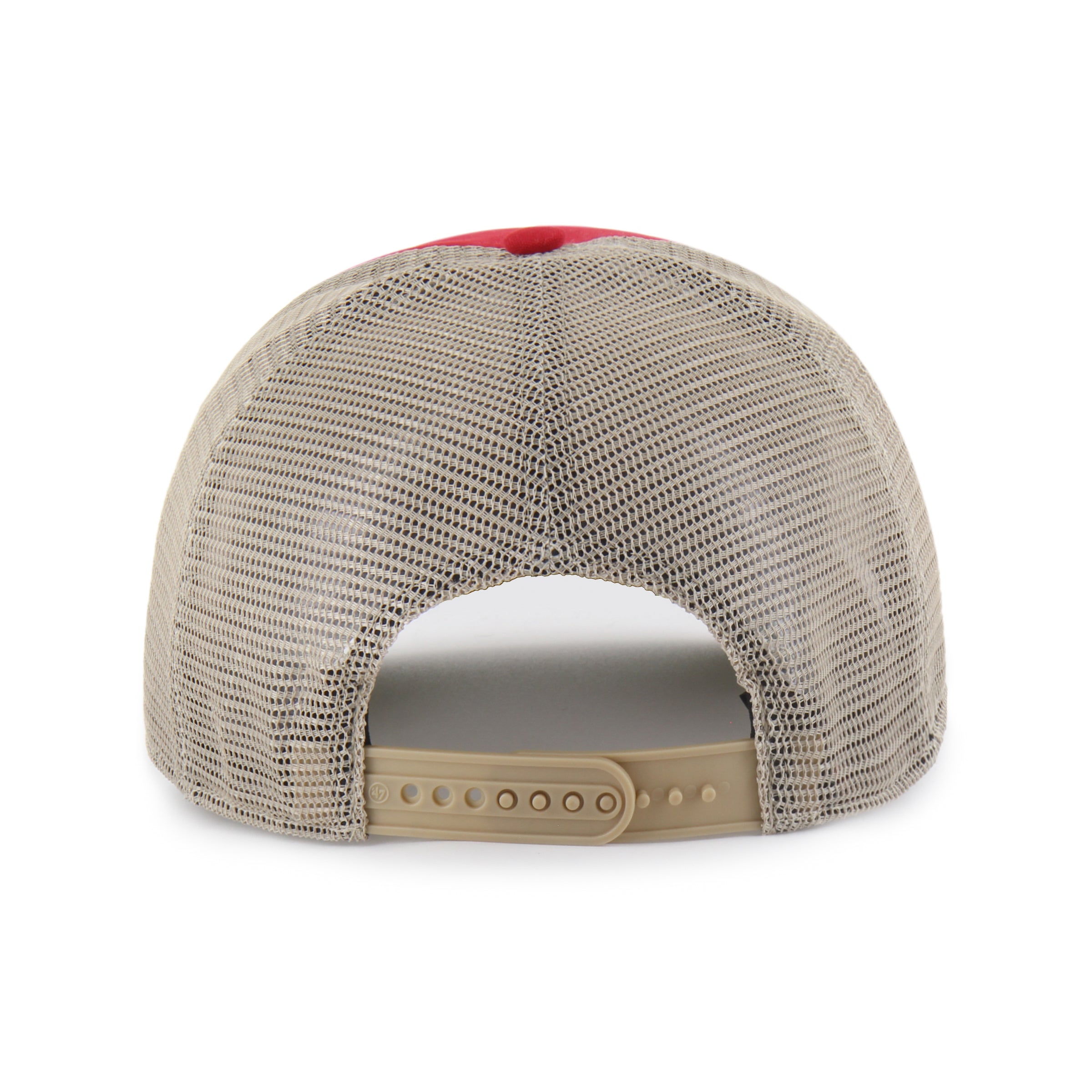 Back: Beige meshback with beige snapback straps