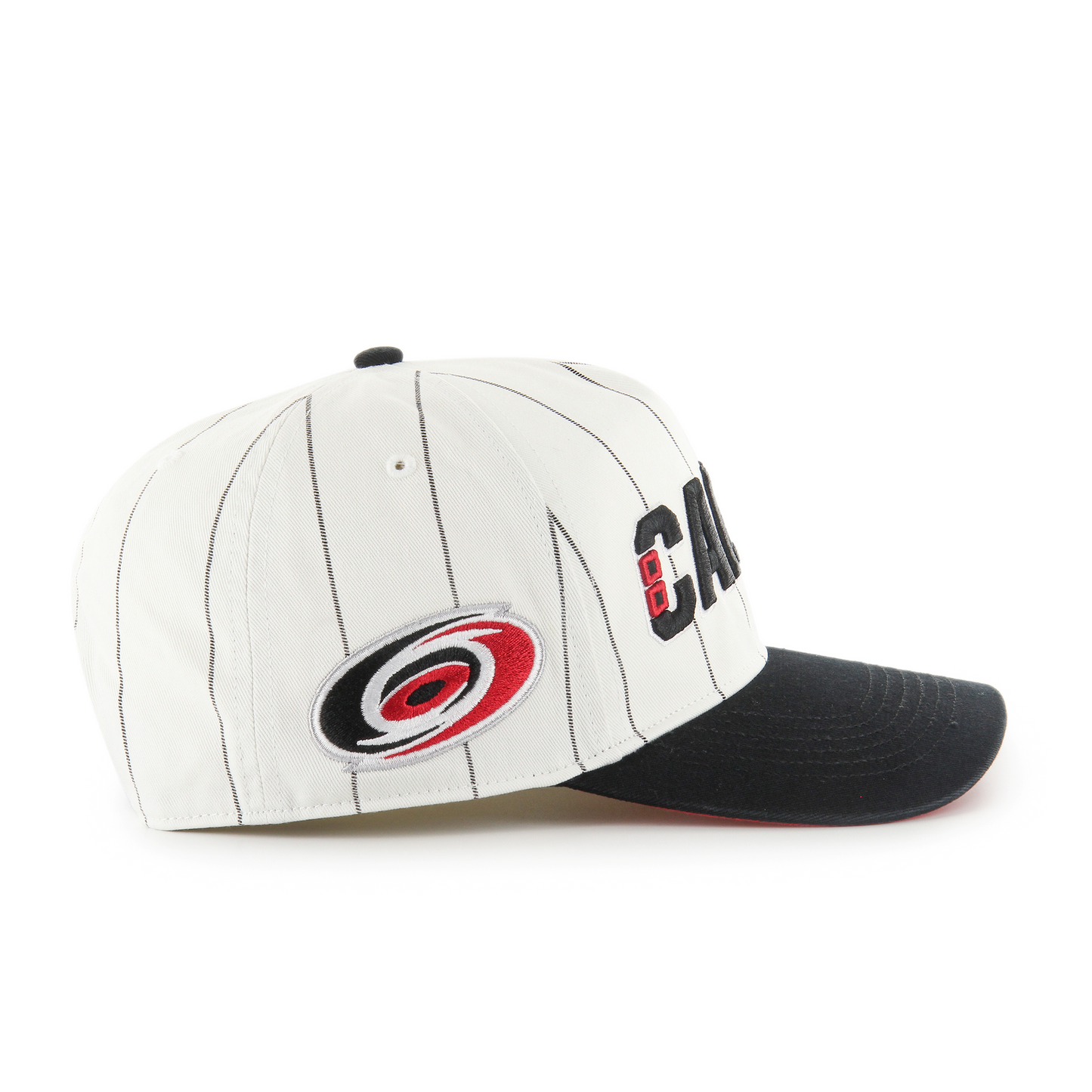 Side: Baseball cap white with black pin stripes canes primary logo