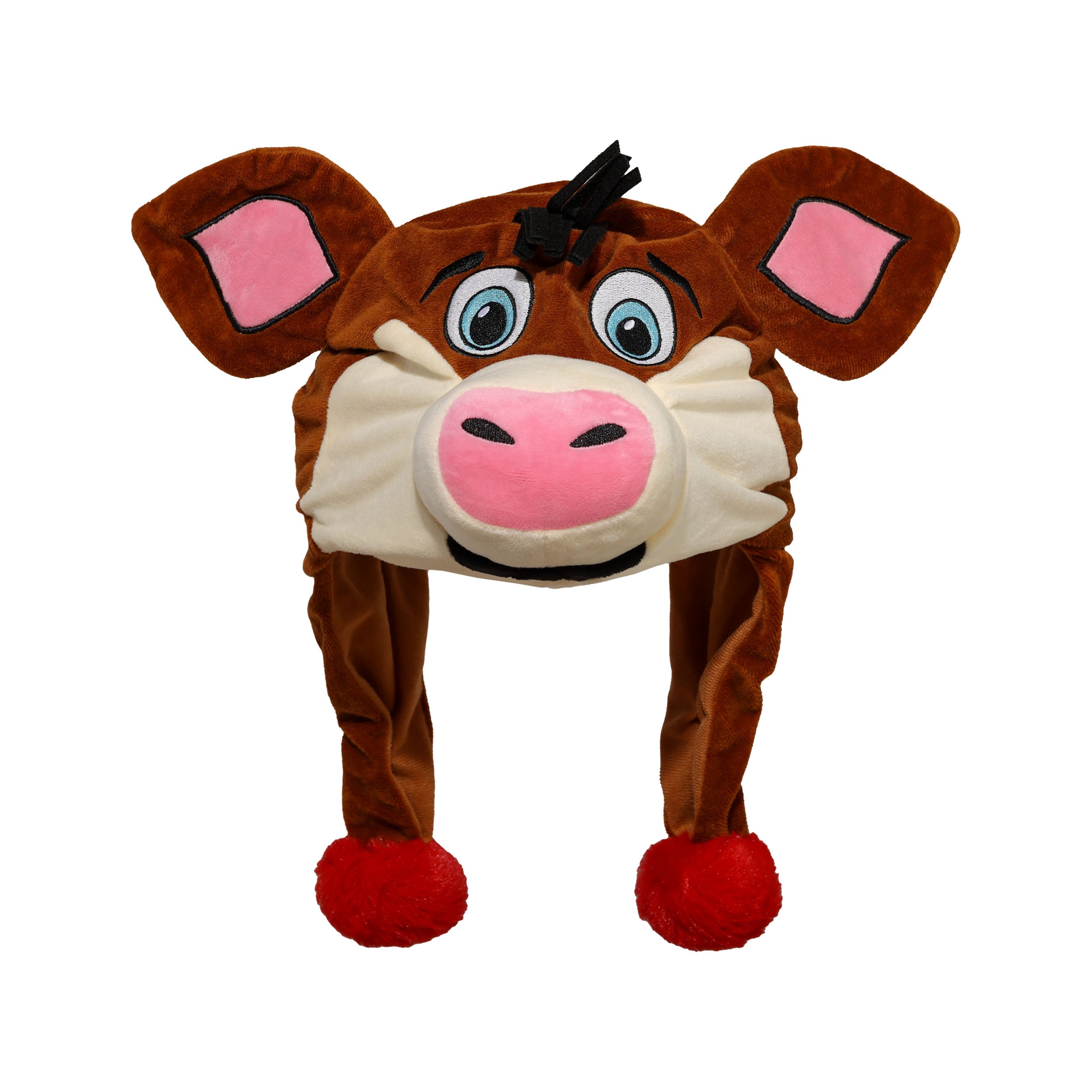 Front: Hat of Stormy's head, face with ears, red dangling tassels