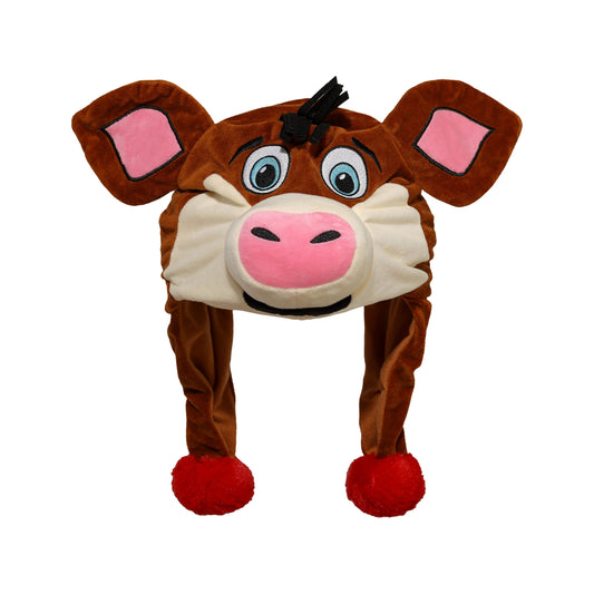 Front: Hat of Stormy's head, face with ears, red dangling tassels