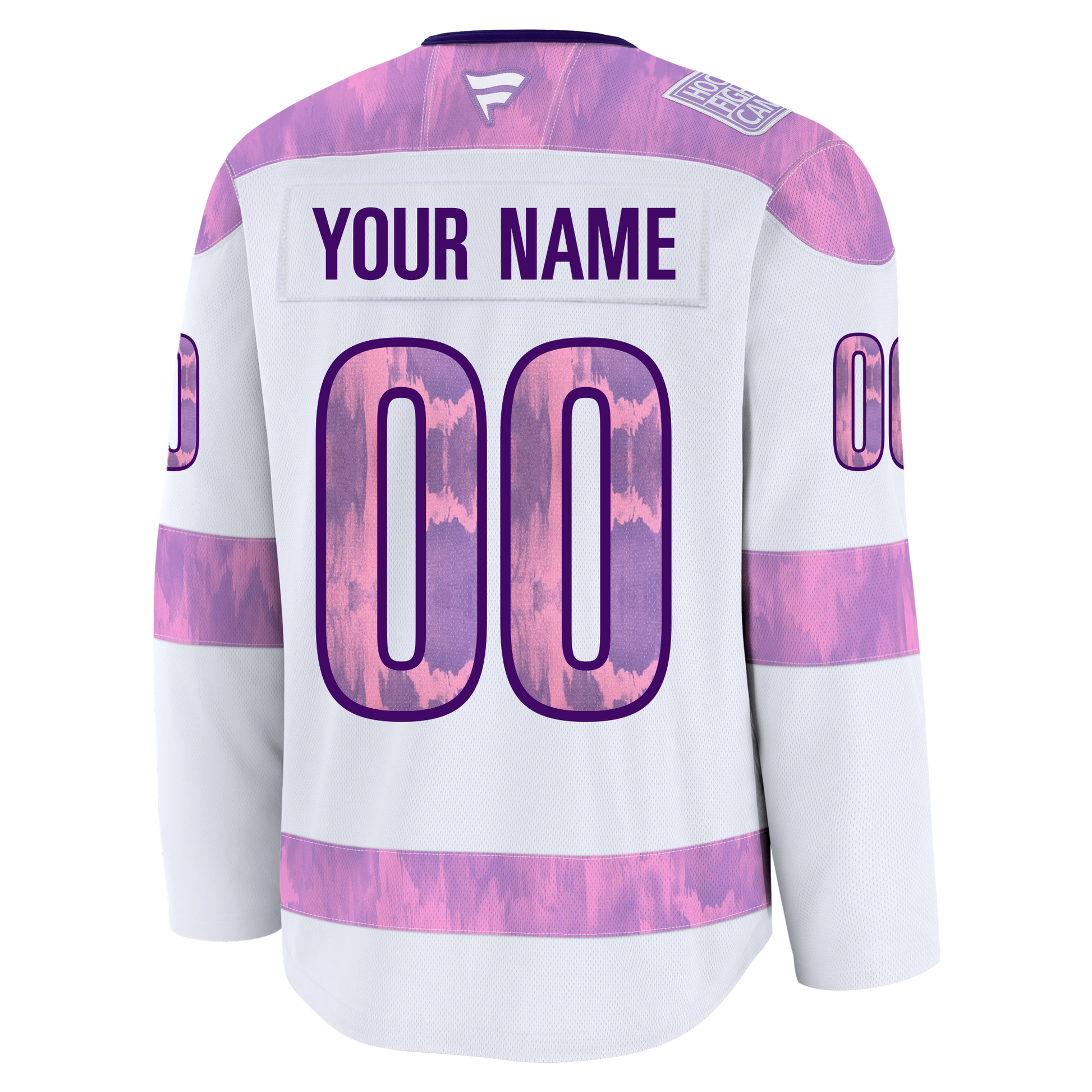 Fanatics Hockey Fights Cancer Jersey, "YOUR NAME 00" on back in limited edition lettering