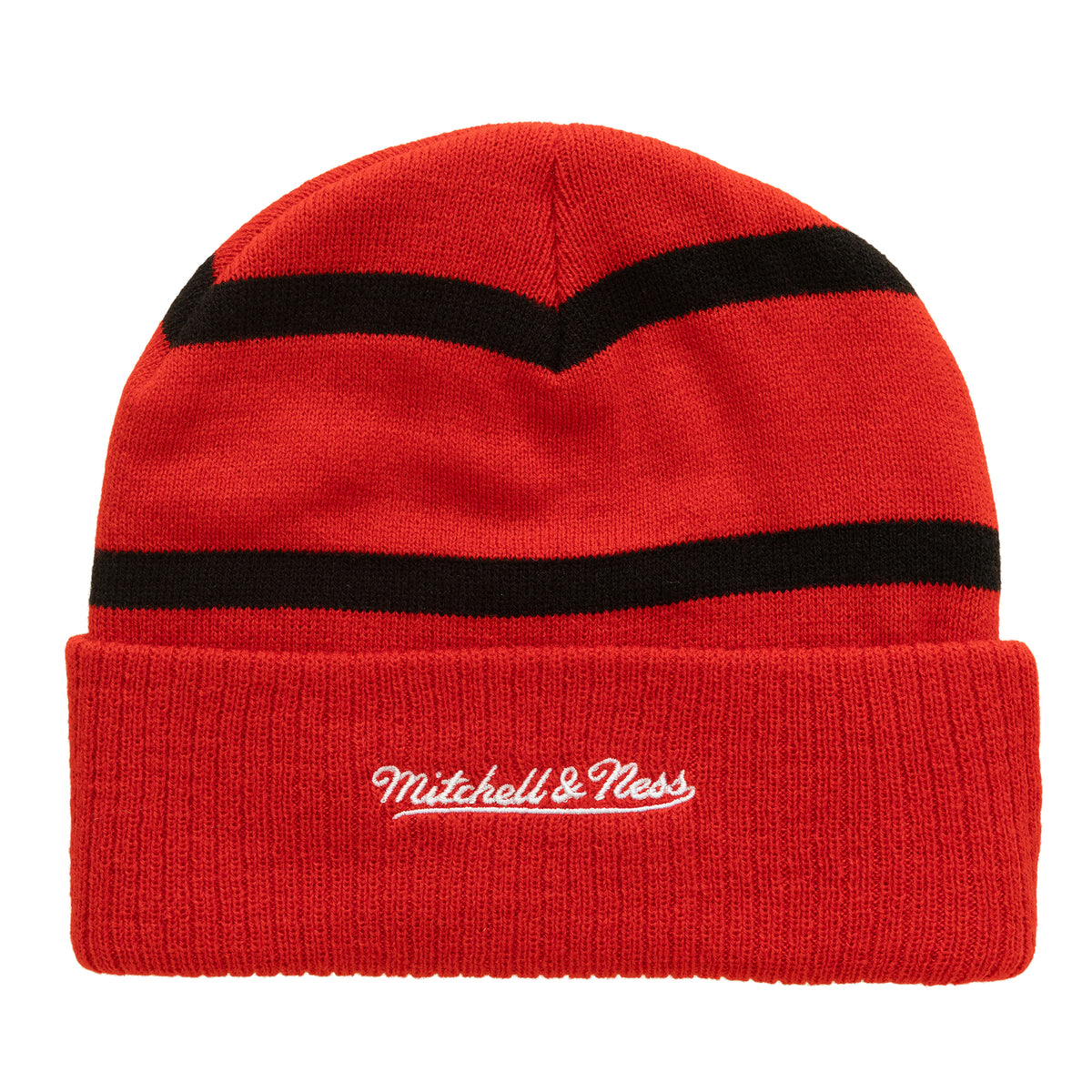 Back: Black stripes also on back, Mitchell & Ness wordmark in white on cuff
