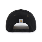 Back: Black snapback straps, Carhartt tag above straps