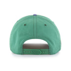 Back: Green snapback straps, blue crown, green eyelets