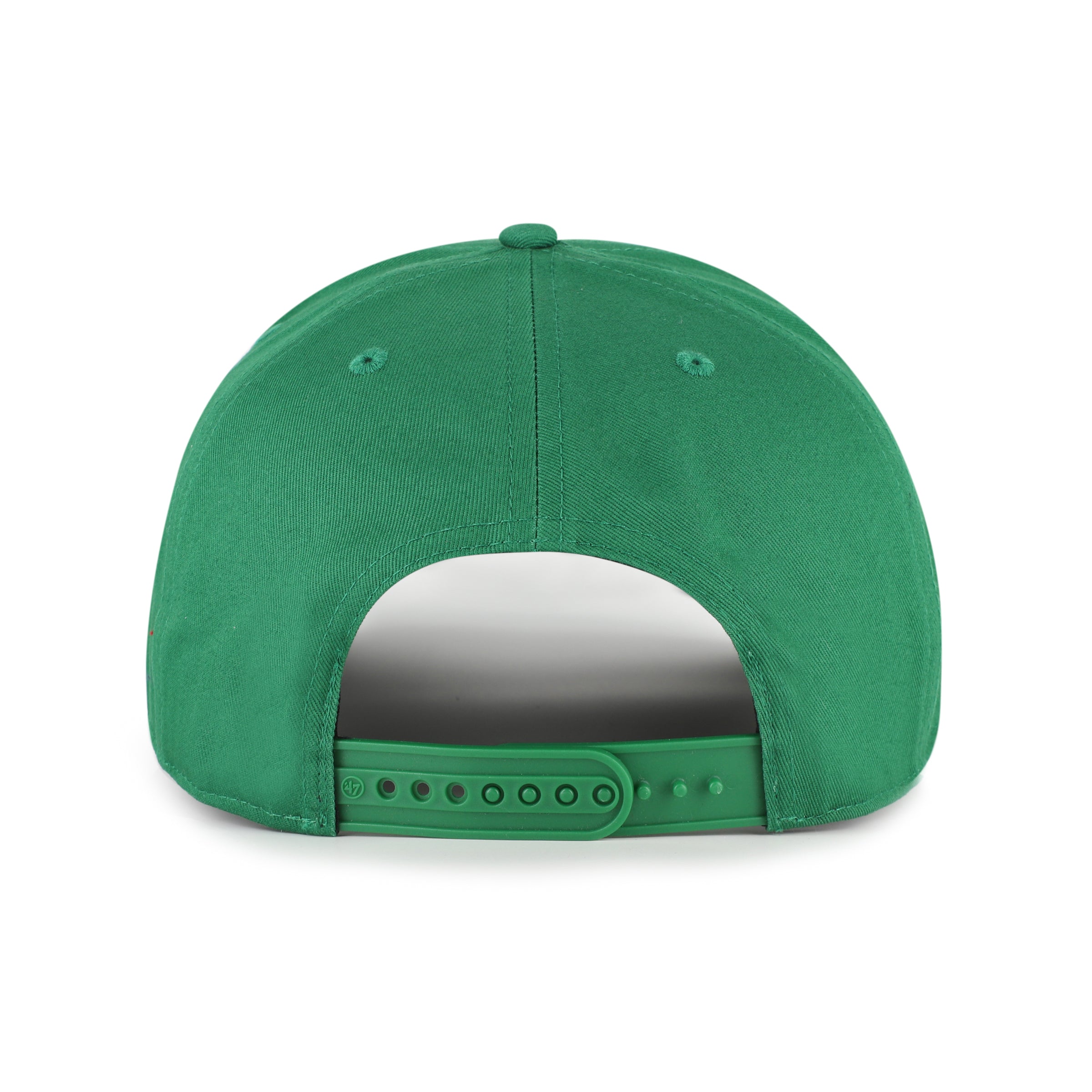 Back: Green hat with green snapback straps
