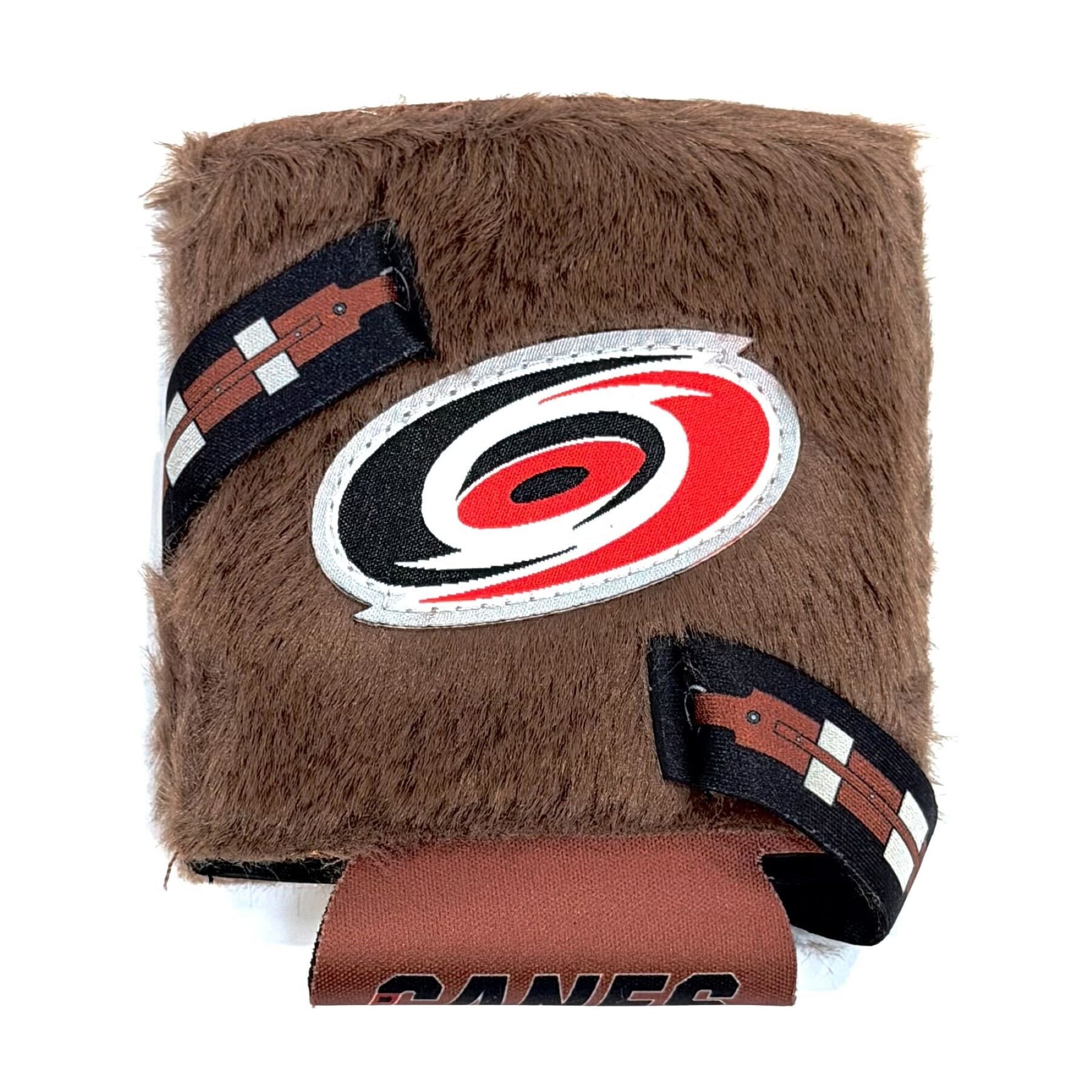 Front: 'Chewbacca' themed koozie with Hurricanes primary logo on front