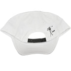 Back: Black snapback straps, Travis Mathew art to right of straps