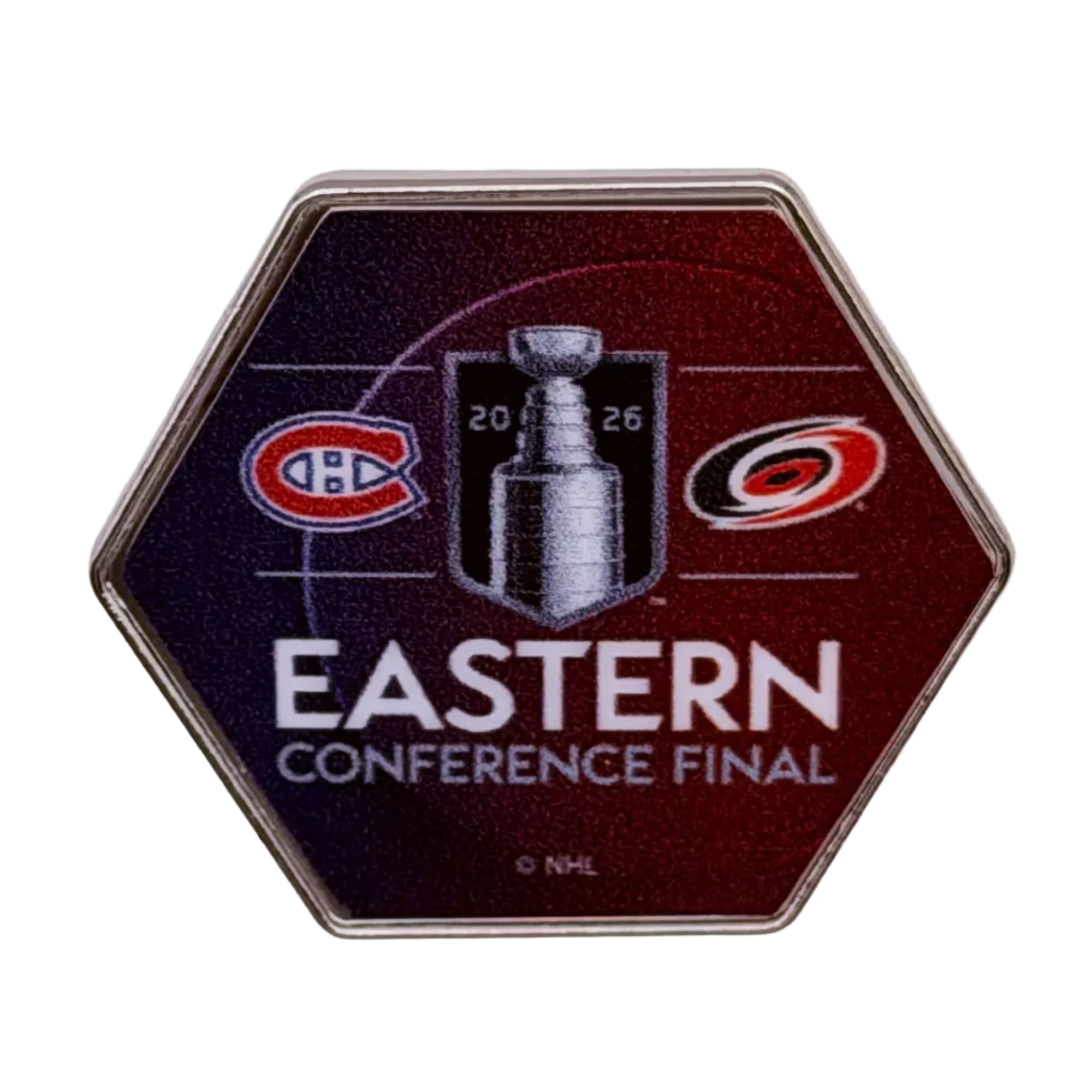 Red/Blue Matchup pin with Canadians and Hurricanes logos, Eastern Conference Final logo in middle