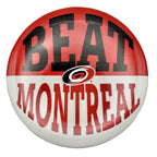 Red/white button; "BEAT" in black, "MONTREAL" in red, Primary logo between words