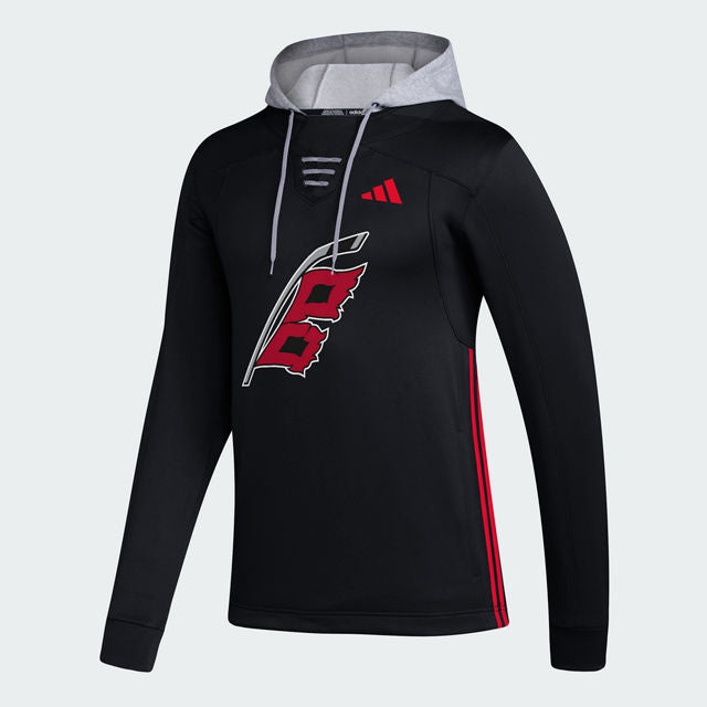 Front: Black with grey hood and strings Hurricanes flag logo and red adidas logo
