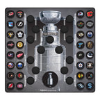 Bracket-style plaque with all 32 NHL Teams as pucks, Stanley Cup puck at middle bottom