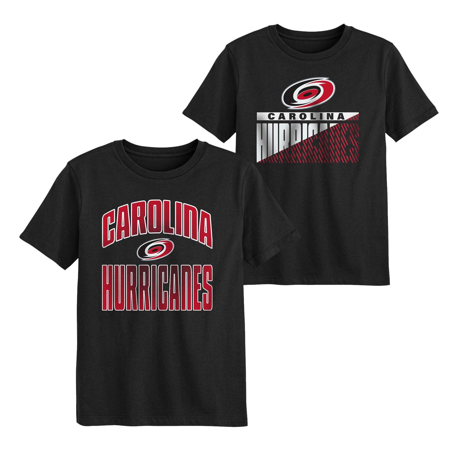 Both shirts in the 2-pack: 2 black tees, both say "CAROLINA HURRICANES" with primary logo