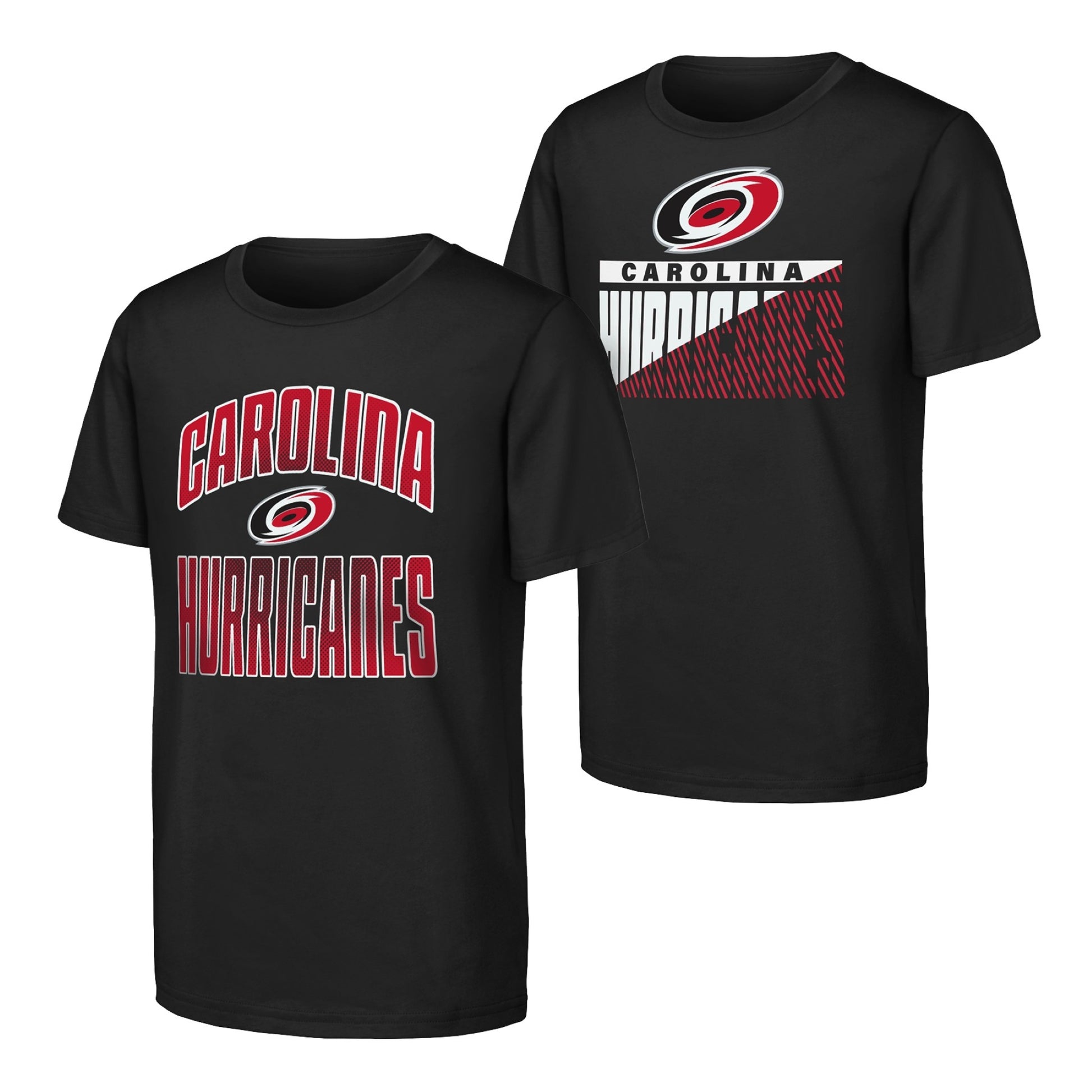 Both shirts in the 2-pack: 2 black tees, both say "CAROLINA HURRICANES" with primary logo