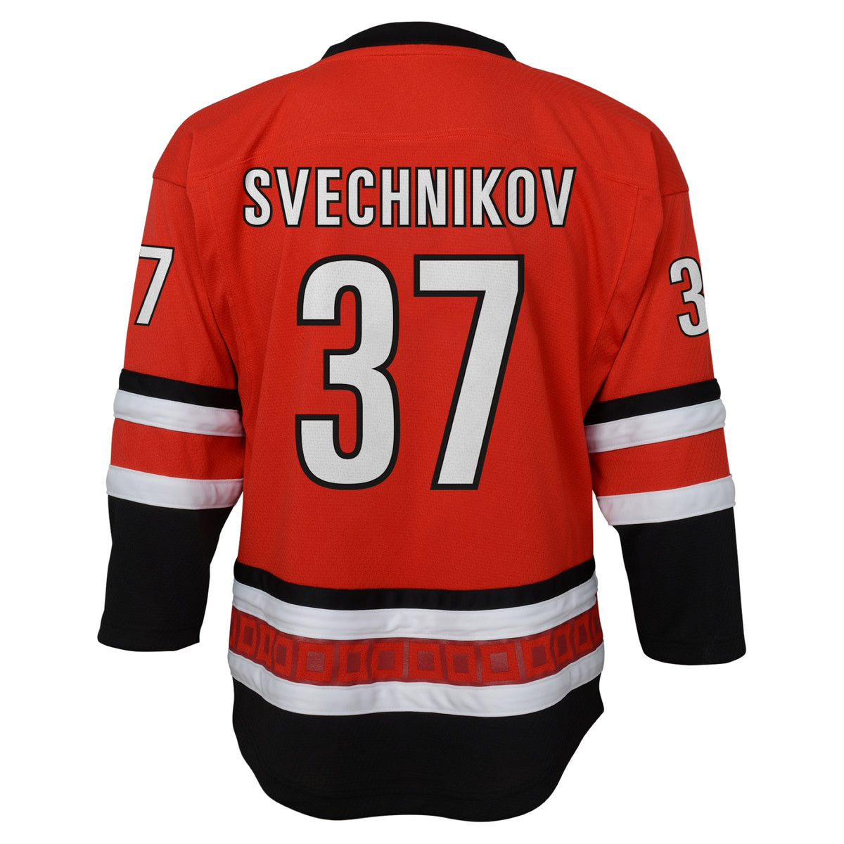 Back: Red Hurricanes jersey, "SVECHNIKOV 37" in white with black outline