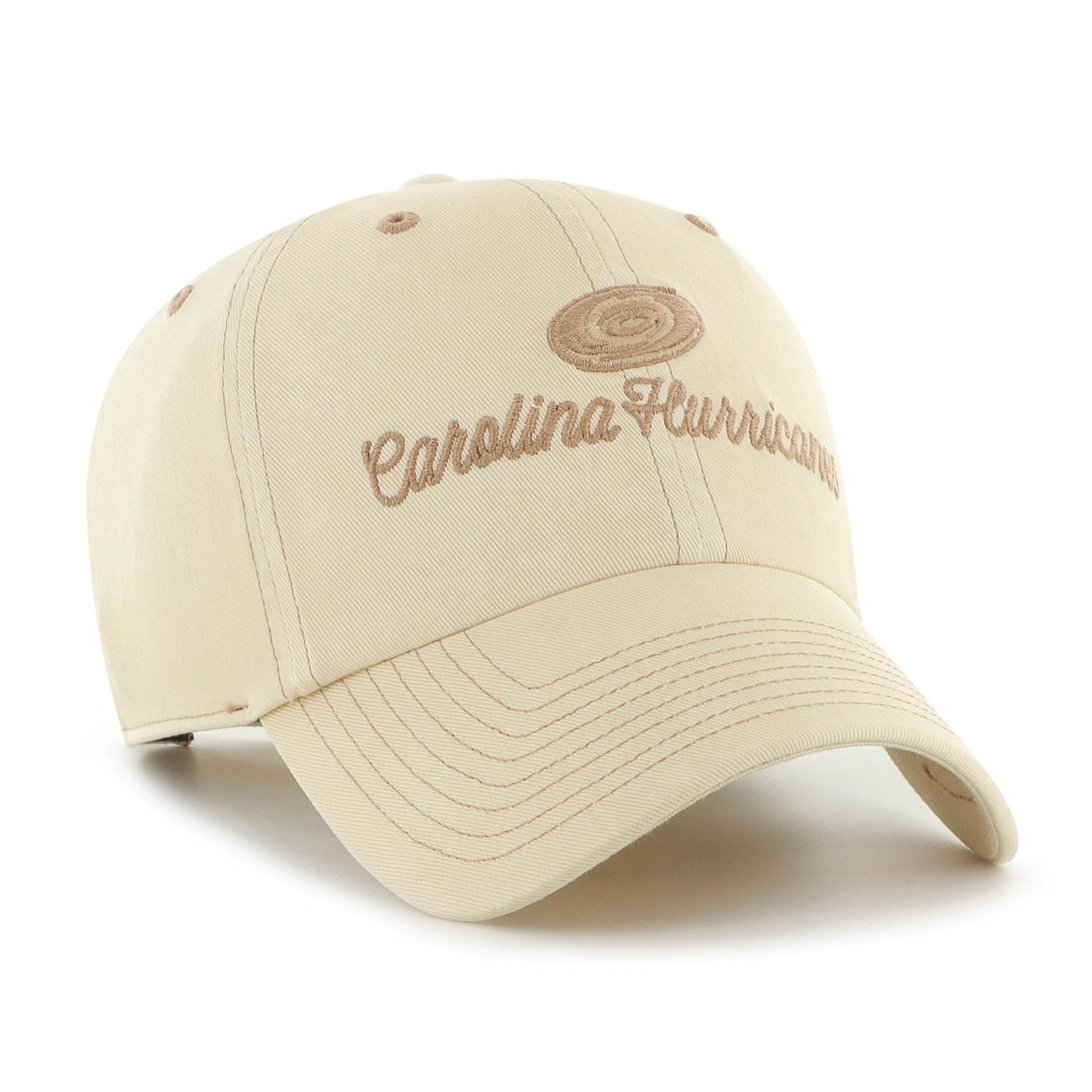 Front 2: Cream hat with Carolina Hurricanes, Eye logo on front