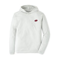 White hoodie, no strings, Tonal logo on left chest