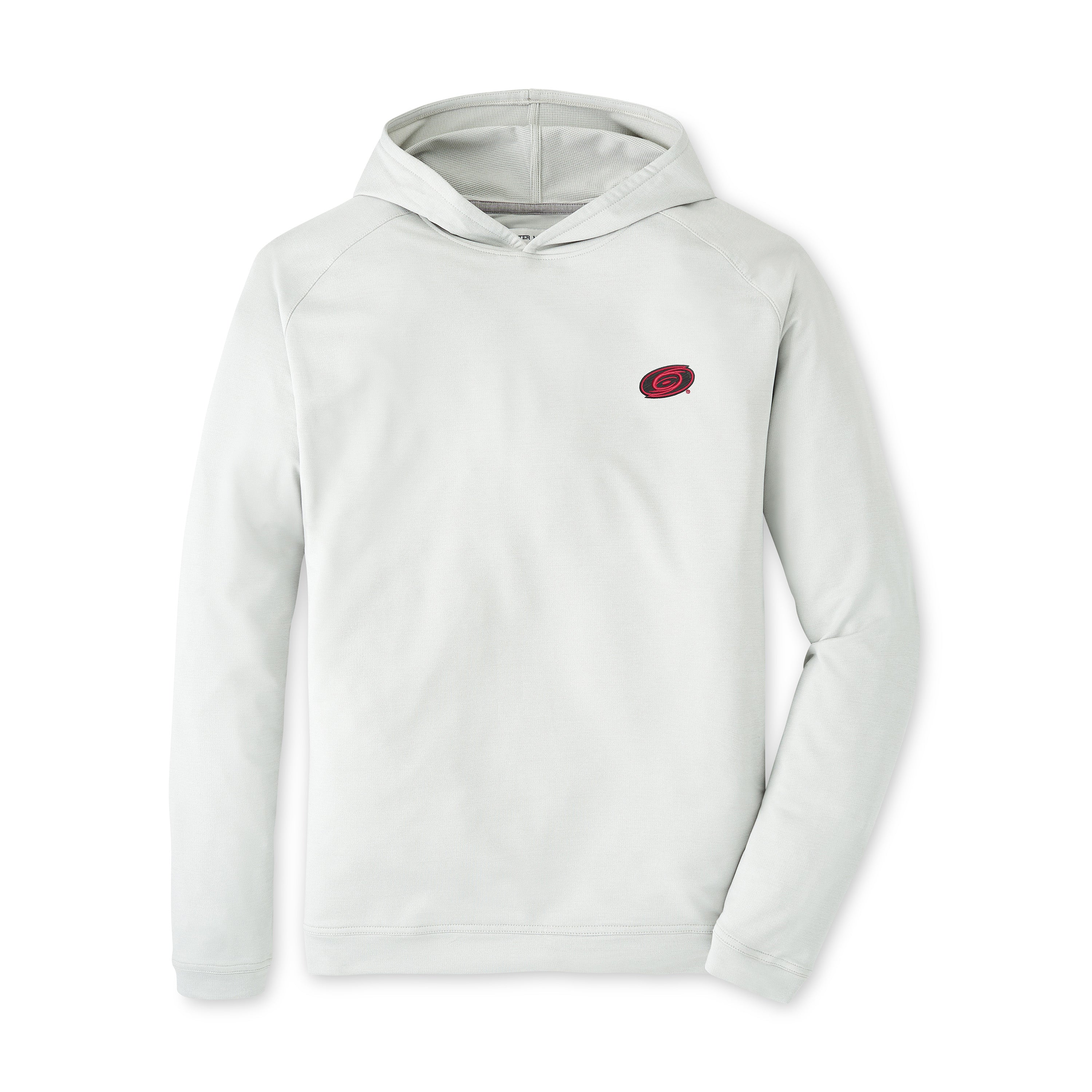 White hoodie, no strings, Tonal logo on left chest