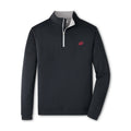 Black quarter-zip with white zipper, Tonal logo on left chest