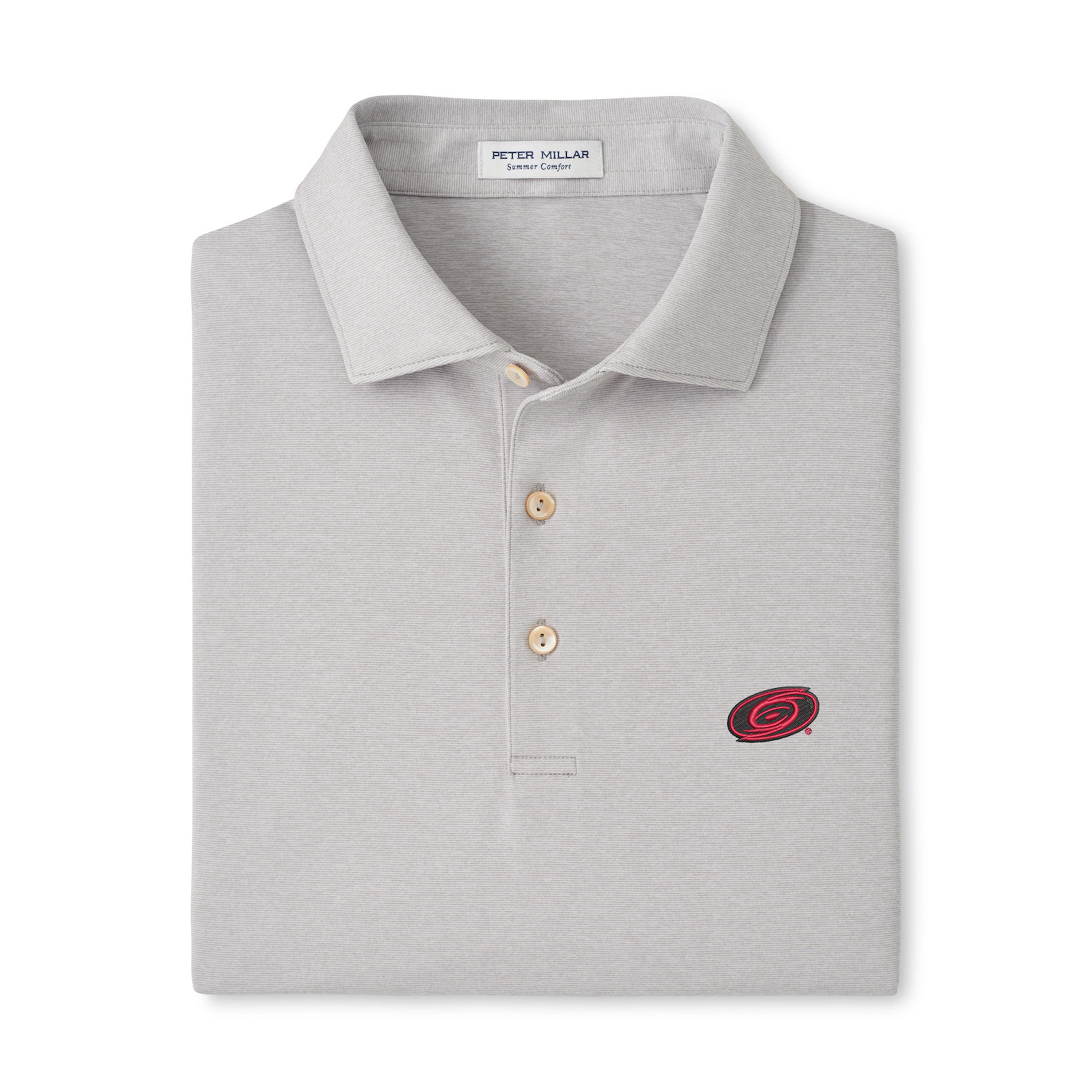 Gray polo with 3 buttons, Tonal logo on left chest