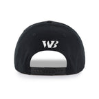 Back: Black hat, black snapback straps, Will Byron logo above straps