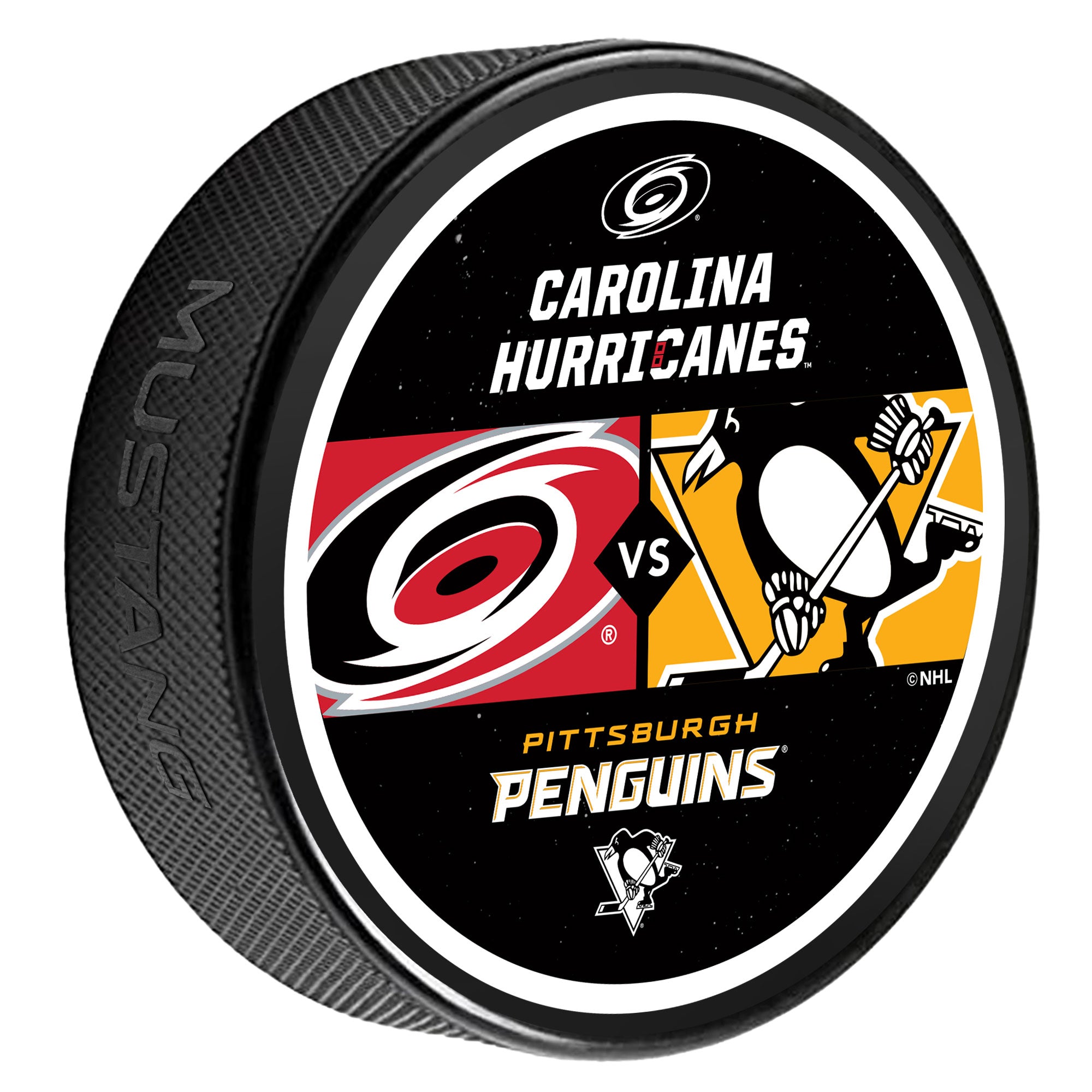 Mustang Products Penguins Match Up Puck
