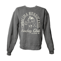 Gray crewneck, retro hockey player art with "CAROLINA HURRICANES Hockey Club Est. 1997 Raleigh NC" in white