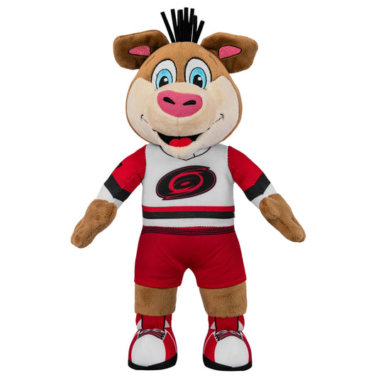 Front: 10" plush Stormy wearing the Hurricanes 25-26 away jersey