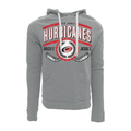 Gray hoodie, "HURRICANES EST. 1997 BUNCH OF JERKS" in black/white with Primary logo, hockey sticks