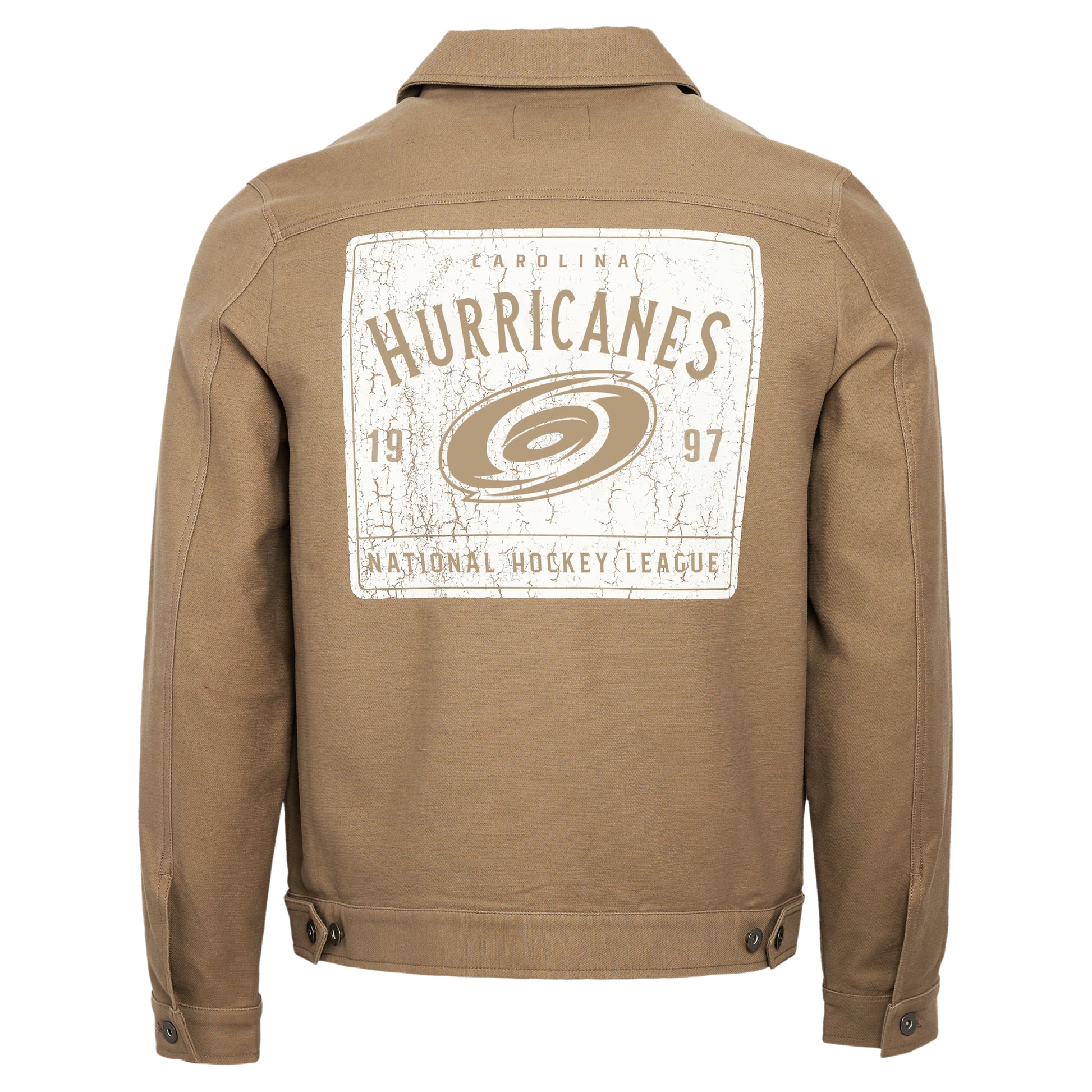 Back: White graphic, "CAROLINA HURRICANES 1997 National Hockey League" around Primary logo