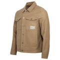 Front: Brown jacket with buttons, chest pockets, Hurricanes art on left chest pocket