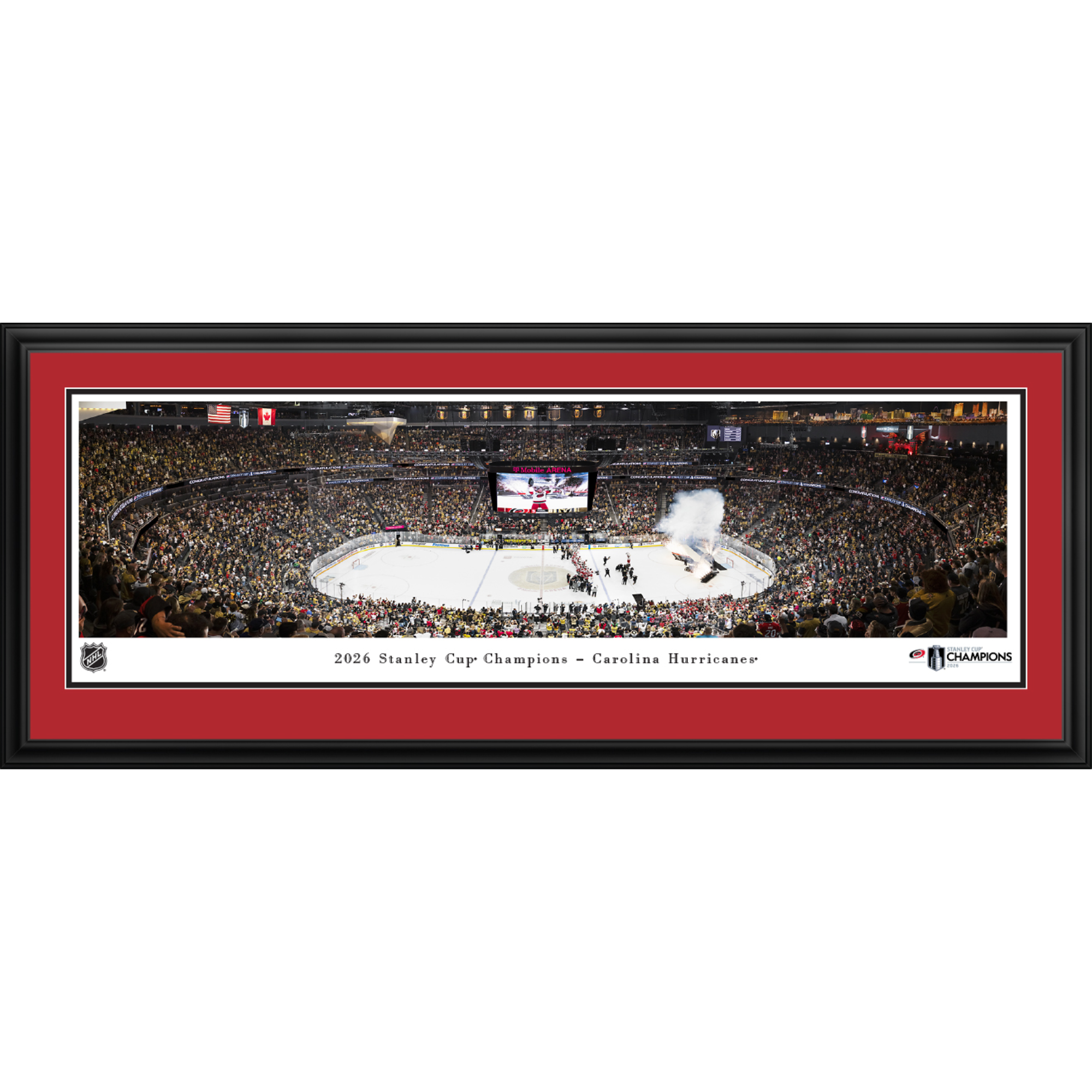 Printed panoramic photo in Deluxe Frame of 2026 Stanley Cup Celebration inside T-Mobile Arena