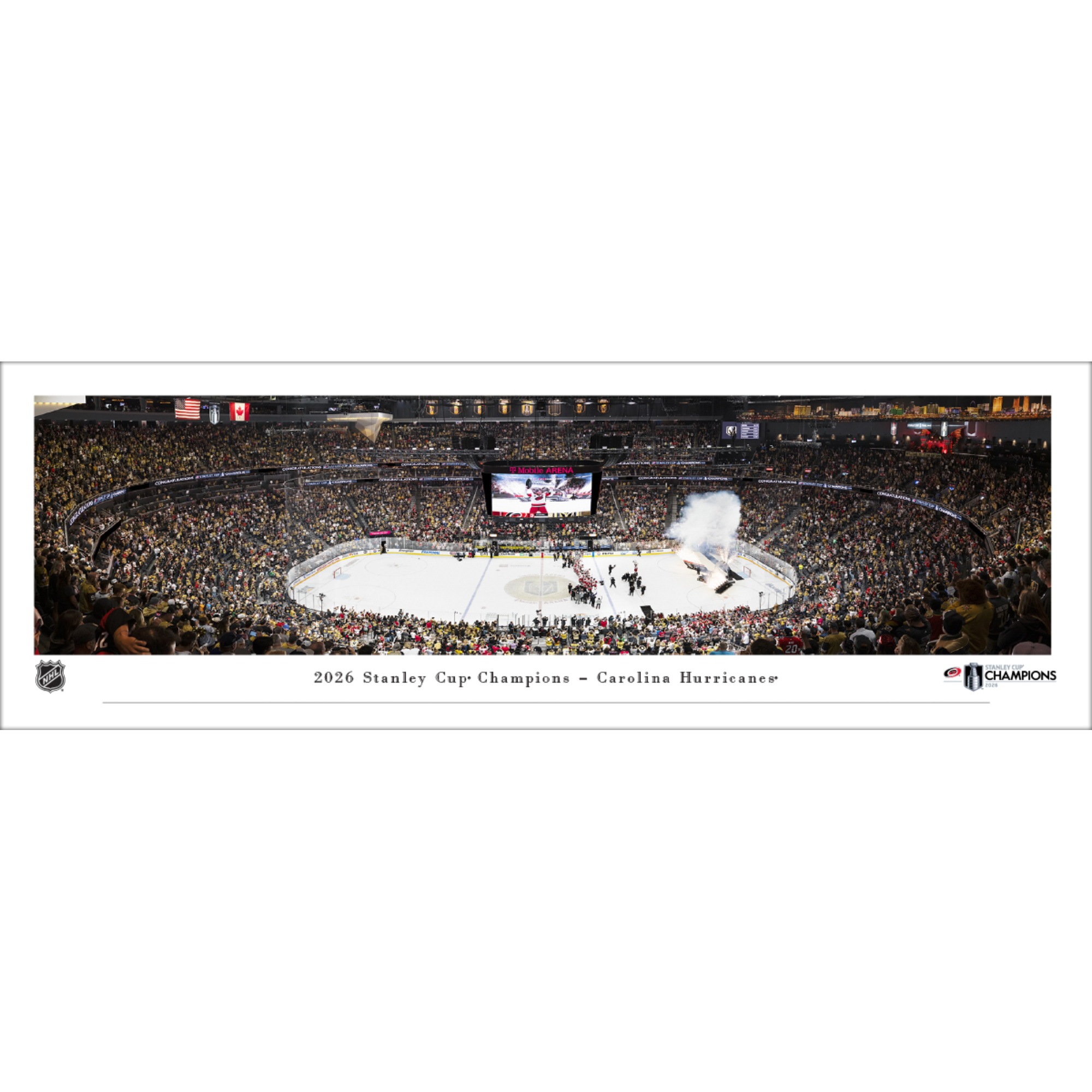 Unframed printed panoramic photo of 2026 Stanley Cup celebration inside T-Mobile Arena