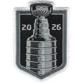 Black/silver jersey patch with art of Stanley Cup, "20" to left of Cup, "26" to right
