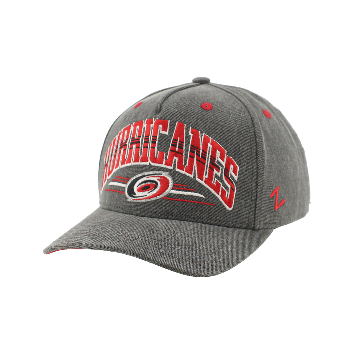 Front Left: Gray hat, red/white/black artwork on front featuring Primary logo