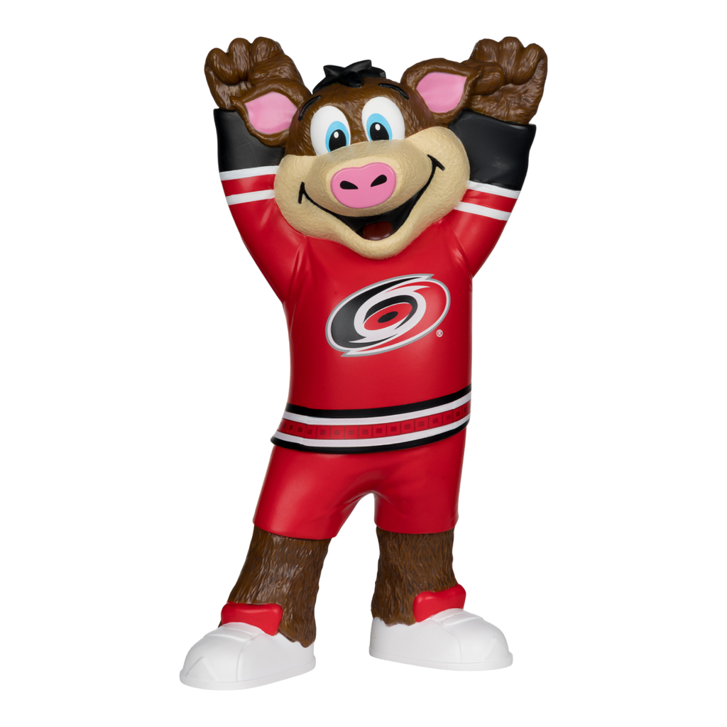 Figurine of Stormy The Ice Hog, dressed in Hurricanes Red uniform
