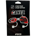 Pack of straw toppers: Primary logo, CANES wordmark, Goalie mask