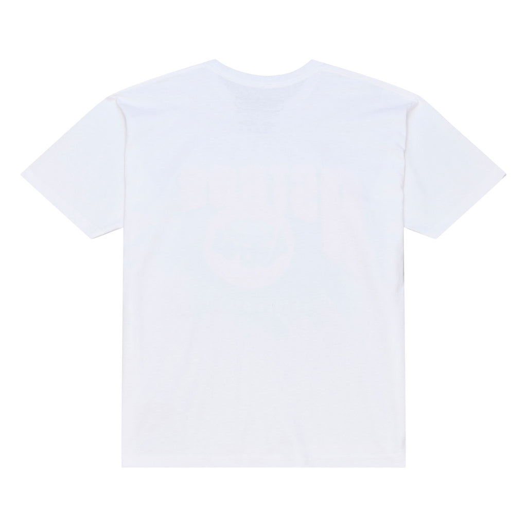 Back: White tee, no design on back