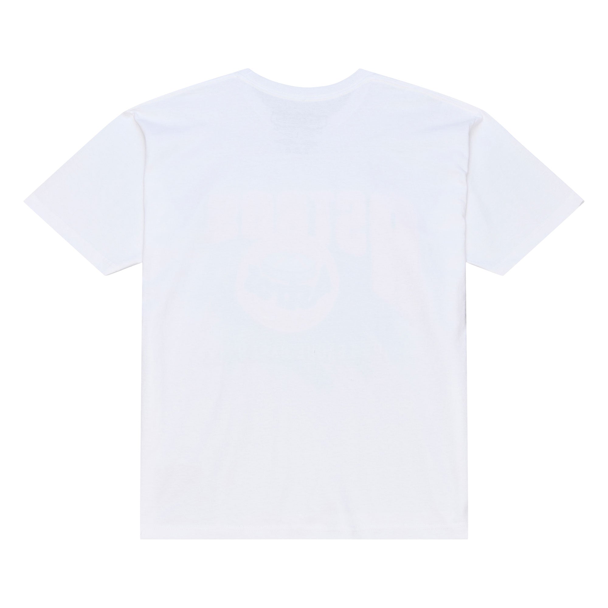 Back: White tee, no design on back