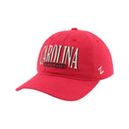 Front Left: Red hat, artwork that says "CAROLINA HURRICANES" on front