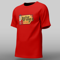 Red tee, "Willy's Hot Chicken" logo on chest featuring caricature of Justin Williams