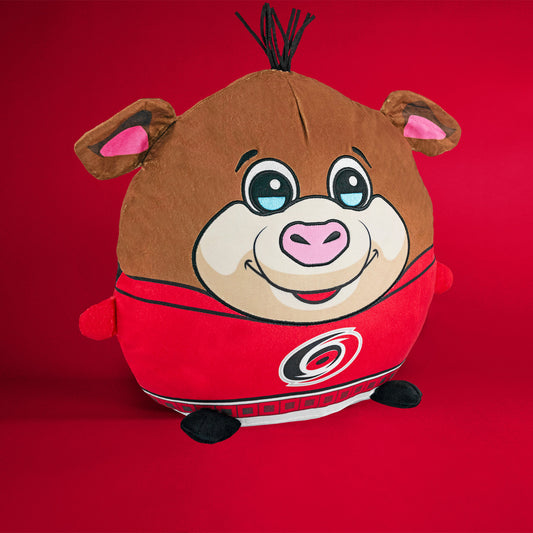 Front: Kiri-style Stormy plush wearing a Red Hurricanes jersey