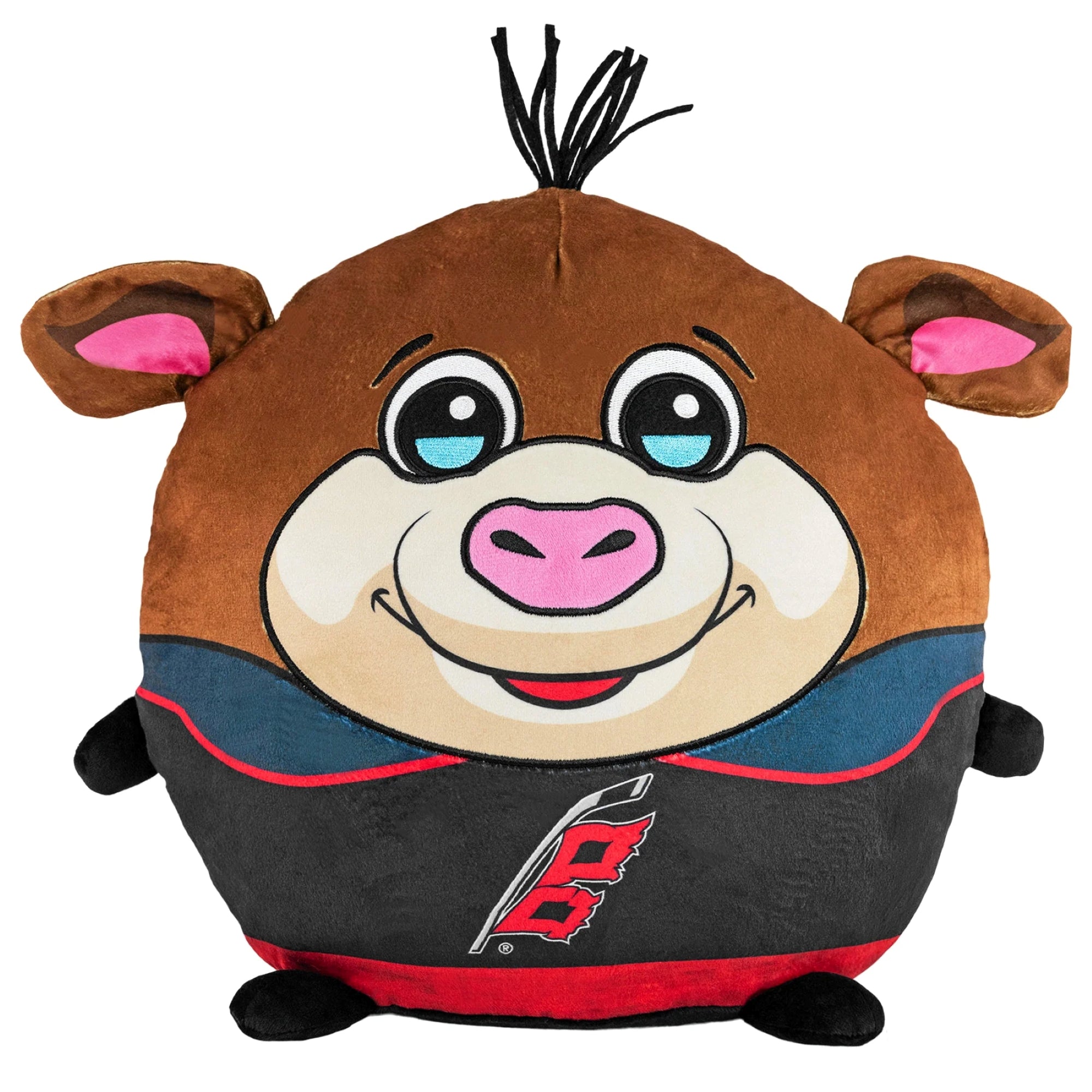 Front: Kiri-style Stormy plush wearing a Black Hurricanes jersey