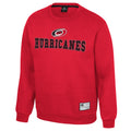 Red crewneck, "HURRICANES" across chest in black/silver with Primary logo above