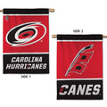 Both sides of red and black flag, Front has primary logo, back has Flags logo
